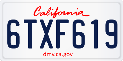 CA license plate 6TXF619