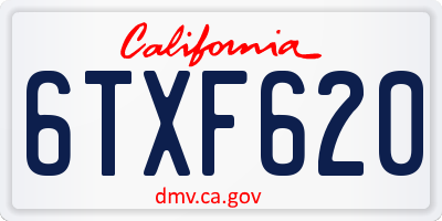 CA license plate 6TXF620