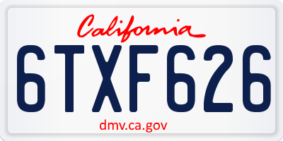 CA license plate 6TXF626