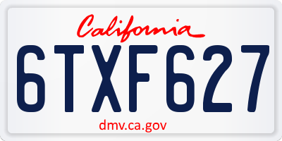 CA license plate 6TXF627