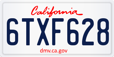 CA license plate 6TXF628