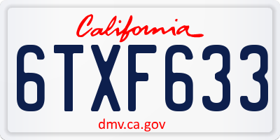 CA license plate 6TXF633