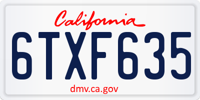 CA license plate 6TXF635