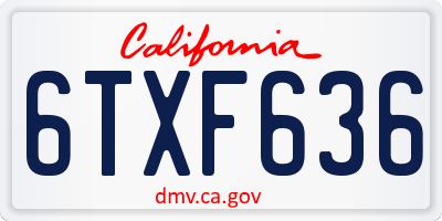 CA license plate 6TXF636