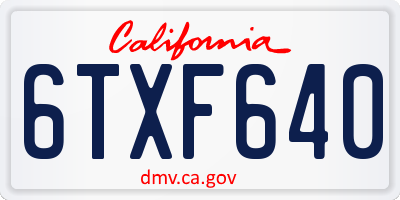 CA license plate 6TXF640