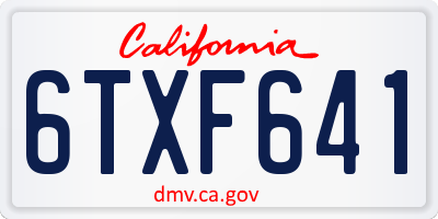 CA license plate 6TXF641