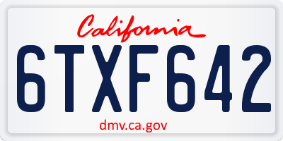 CA license plate 6TXF642