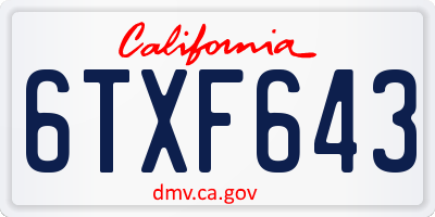 CA license plate 6TXF643