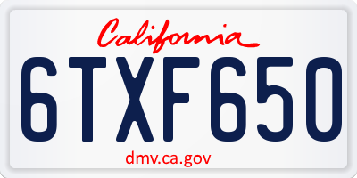 CA license plate 6TXF650
