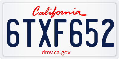 CA license plate 6TXF652