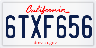 CA license plate 6TXF656