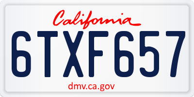 CA license plate 6TXF657