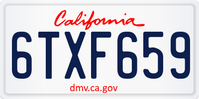 CA license plate 6TXF659
