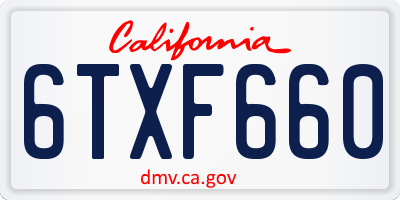 CA license plate 6TXF660