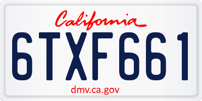 CA license plate 6TXF661