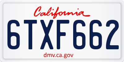 CA license plate 6TXF662