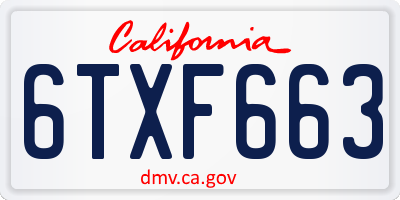 CA license plate 6TXF663