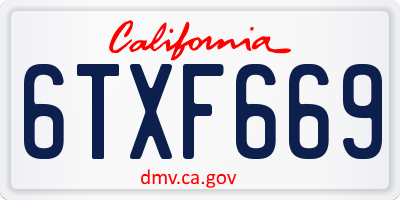 CA license plate 6TXF669
