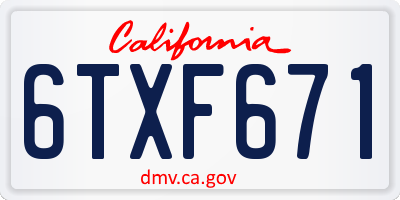 CA license plate 6TXF671