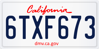 CA license plate 6TXF673