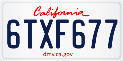 CA license plate 6TXF677