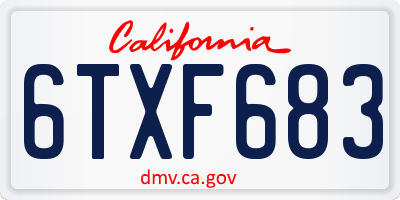 CA license plate 6TXF683