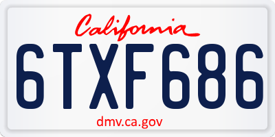CA license plate 6TXF686