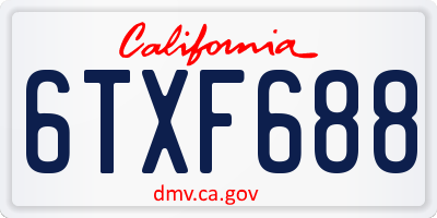 CA license plate 6TXF688