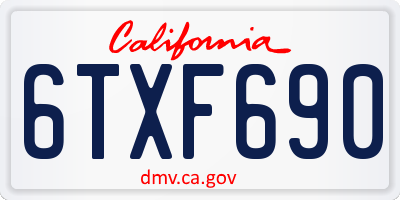CA license plate 6TXF690