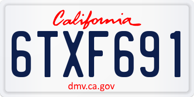 CA license plate 6TXF691