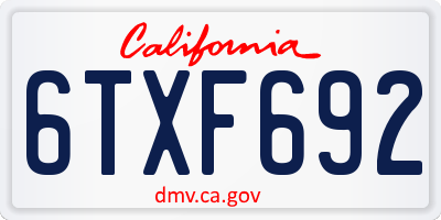CA license plate 6TXF692