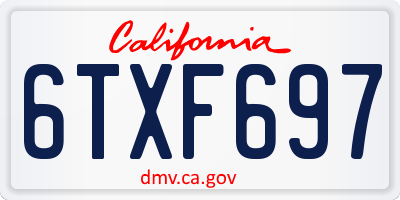 CA license plate 6TXF697
