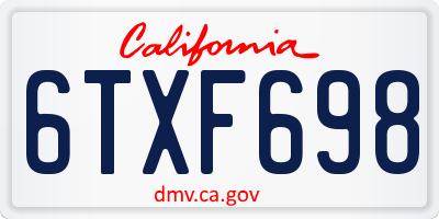 CA license plate 6TXF698
