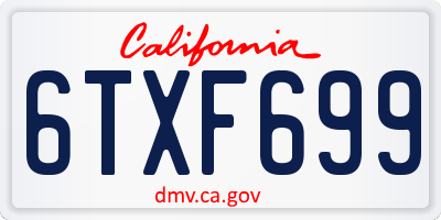 CA license plate 6TXF699