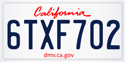 CA license plate 6TXF702