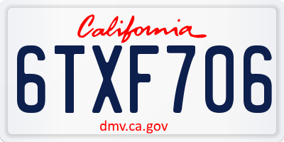 CA license plate 6TXF706