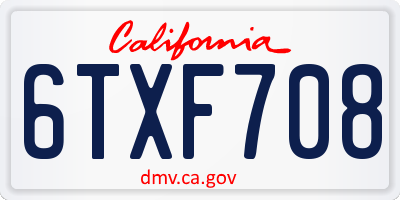 CA license plate 6TXF708