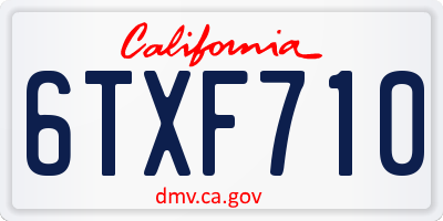 CA license plate 6TXF710