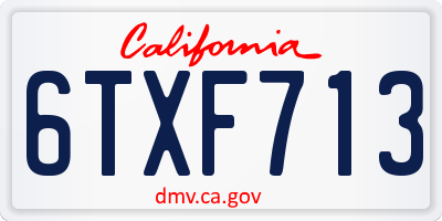 CA license plate 6TXF713