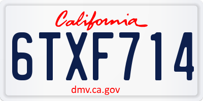 CA license plate 6TXF714