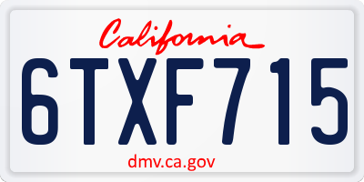 CA license plate 6TXF715
