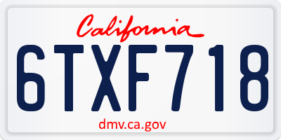 CA license plate 6TXF718