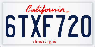 CA license plate 6TXF720