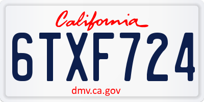 CA license plate 6TXF724
