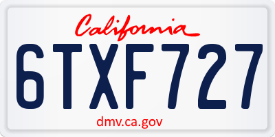 CA license plate 6TXF727