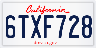 CA license plate 6TXF728