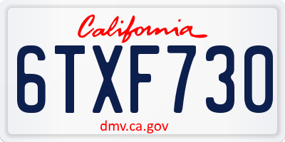 CA license plate 6TXF730