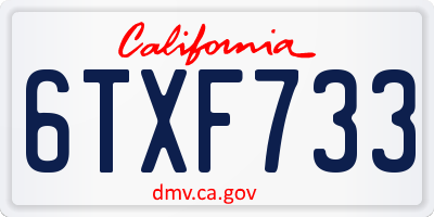 CA license plate 6TXF733