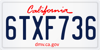 CA license plate 6TXF736
