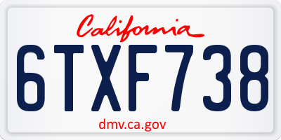 CA license plate 6TXF738